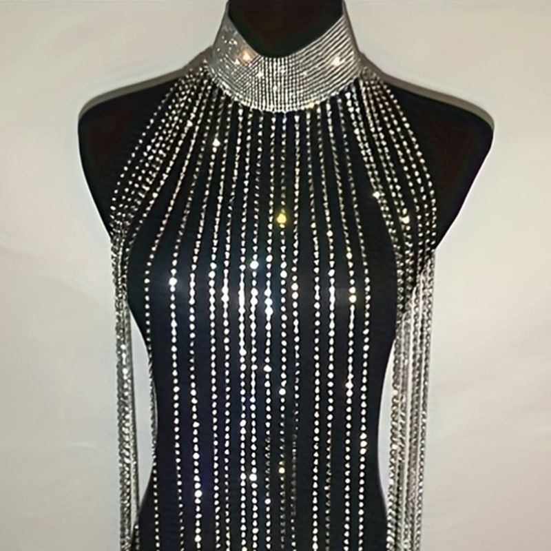 Sexy Rhinestone Bra Body Chain - Body Jewelry Luxury incelemesi ve fiyatı